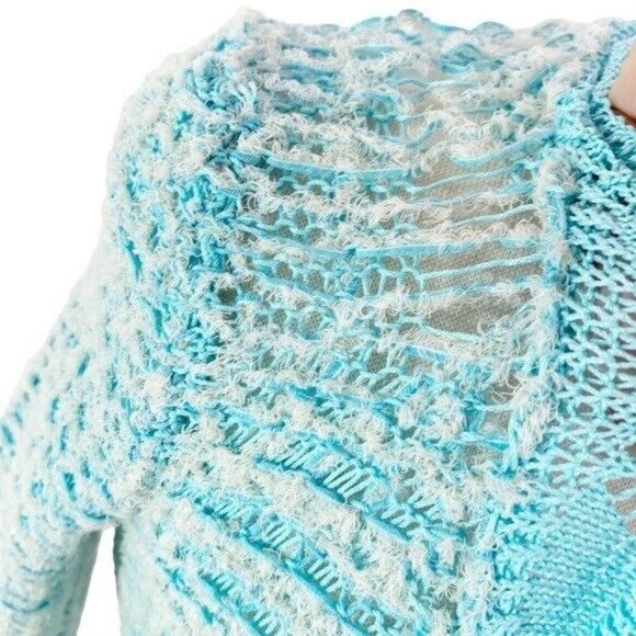 ACNE STUDIOS Blue Textured Cotton Weave Cardigan Blue XS NWT flaw - Picture 8 of 16